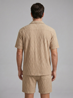 Herren Camp Shirt Shorts Jacquard Wave Sommer-Velnorah