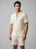 Herren Camp Shirt Shorts Jacquard Wave Sommer-Velnorah