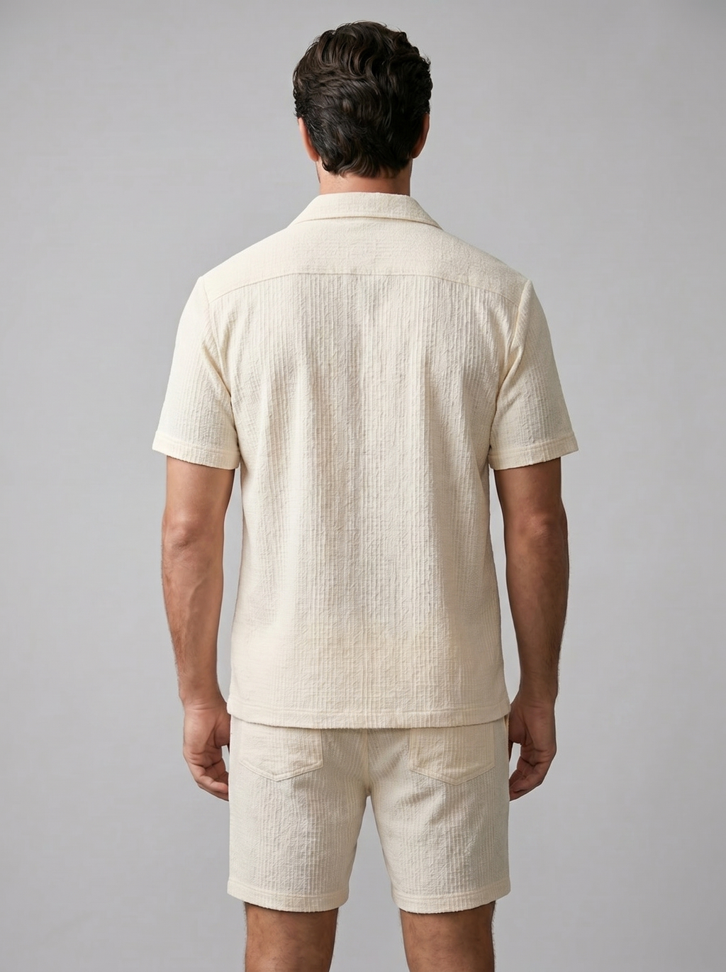 Herren Camp Shirt Shorts Jacquard Wave Sommer-Velnorah