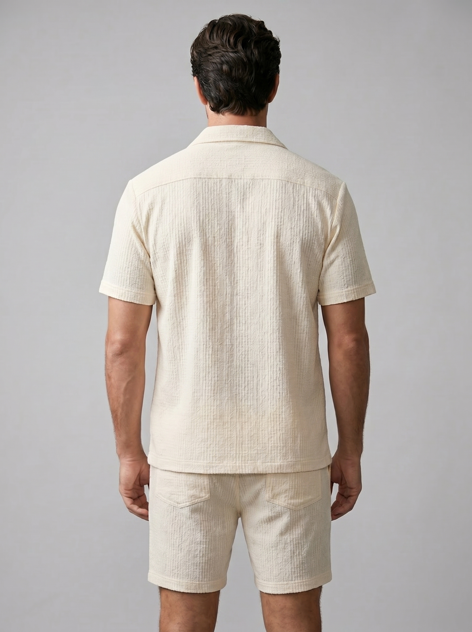 Herren Camp Shirt Shorts Jacquard Wave Sommer-Velnorah