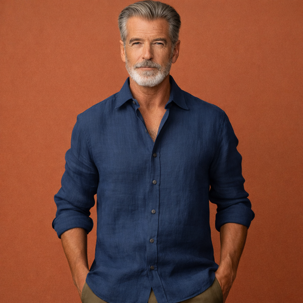 Herren Hemd Lange Ärmel Relaxed Fit Casual Sommer-Velnorah