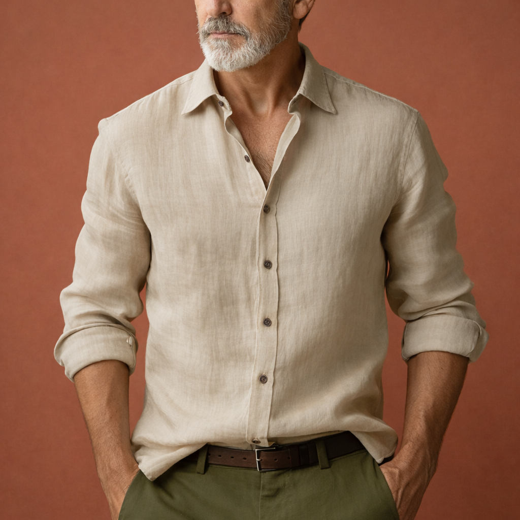 Herren Hemd Lange Ärmel Relaxed Fit Casual Sommer-Velnorah
