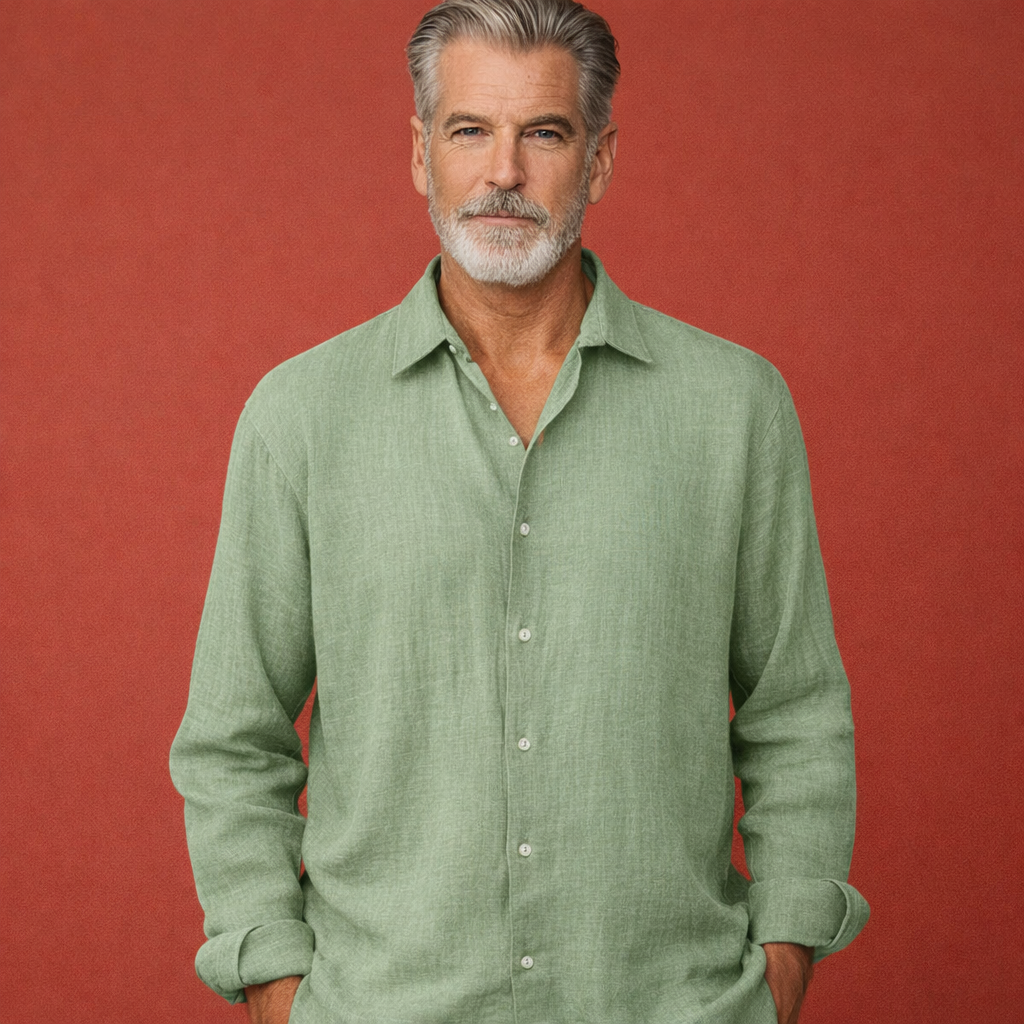 Herren Hemd Lange Ärmel Relaxed Fit Casual Sommer-Velnorah