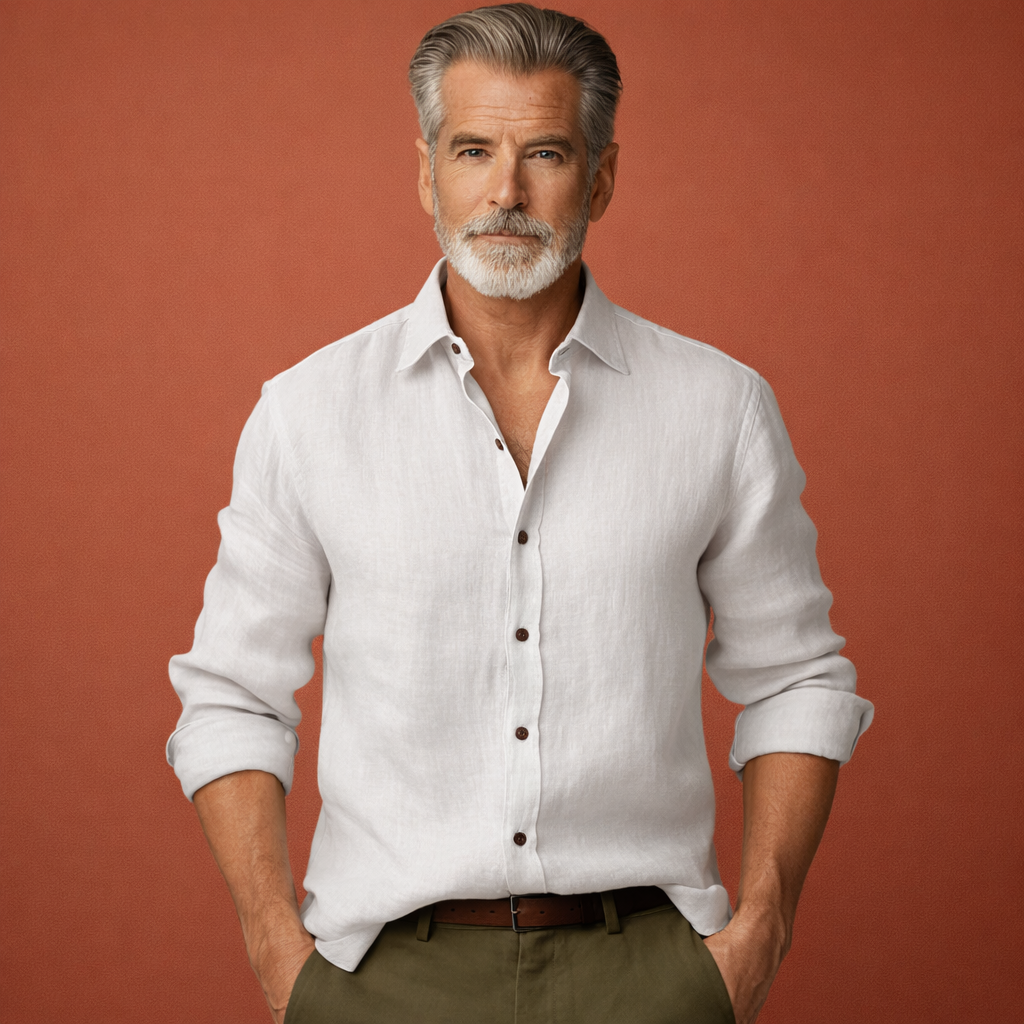 Herren Hemd Lange Ärmel Relaxed Fit Casual Sommer-Velnorah