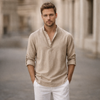 Herren Hemd Relaxed Fit Lange Ärmel Sommer Casual-Velnorah