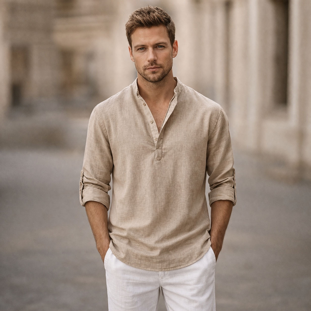 Herren Hemd Relaxed Fit Lange Ärmel Sommer Casual-Velnorah