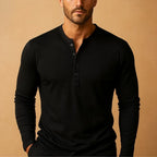 Herren Henley-Shirt Lange Ärmel Freizeitoberteil mit Knöpfen Komfort-Velnorah