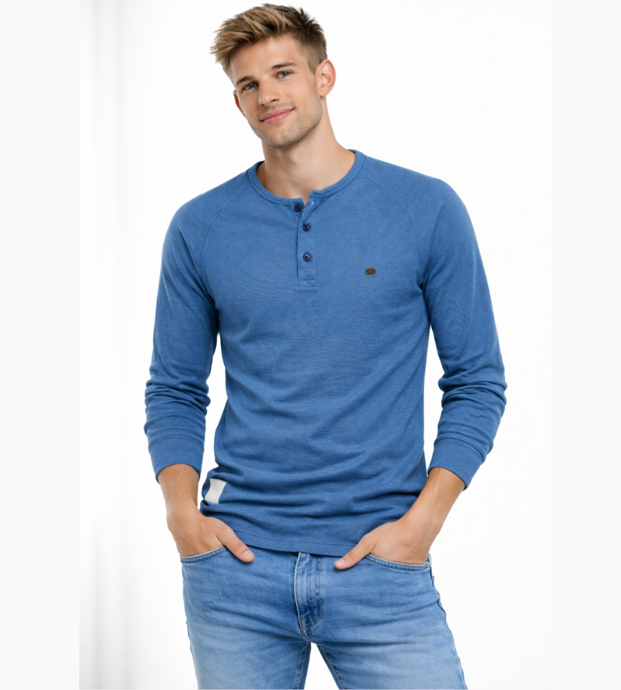 Herren Henley Shirt Lange Ärmel Knöpfe Casual Streetwear Basic-Velnorah