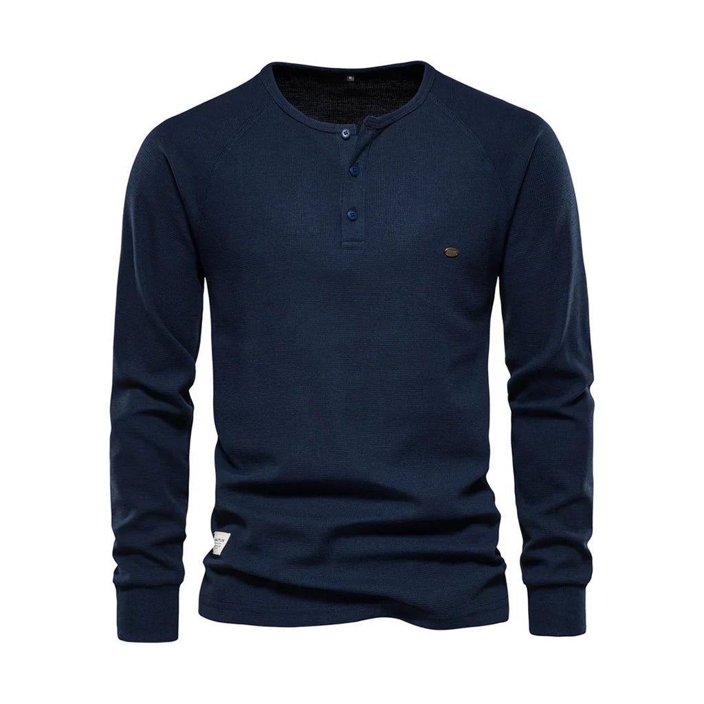Herren Henley Shirt Lange Ärmel Knöpfe Casual Streetwear Basic-Velnorah