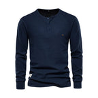Herren Henley Shirt Lange Ärmel Knöpfe Casual Streetwear Basic-Velnorah