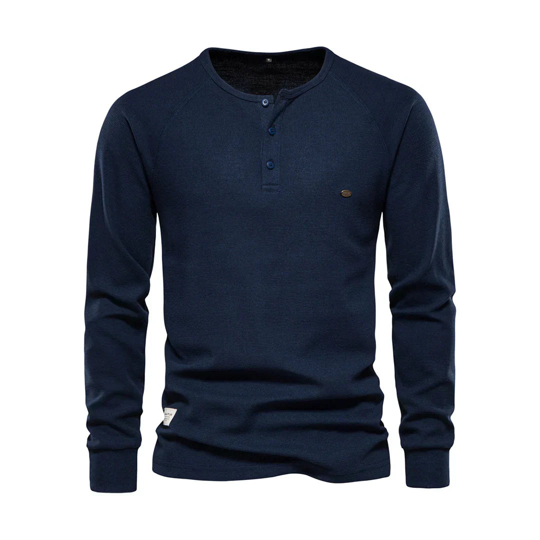 Herren Henley Shirt Lange Ärmel Knöpfe Casual Streetwear Basic-Velnorah