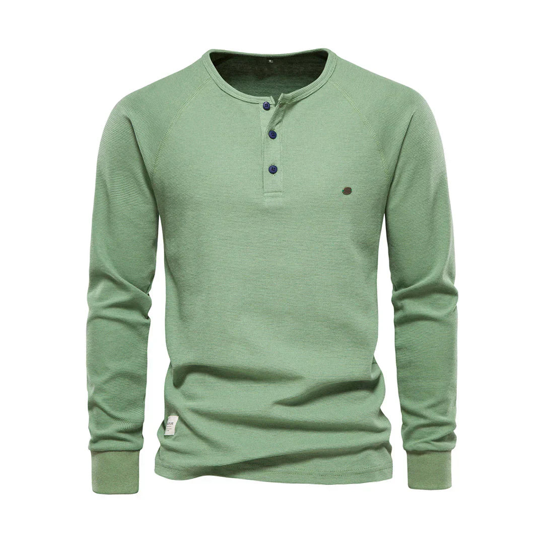 Herren Henley Shirt Lange Ärmel Knöpfe Casual Streetwear Basic-Velnorah