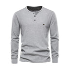 Herren Henley Shirt Lange Ärmel Knöpfe Casual Streetwear Basic-Velnorah