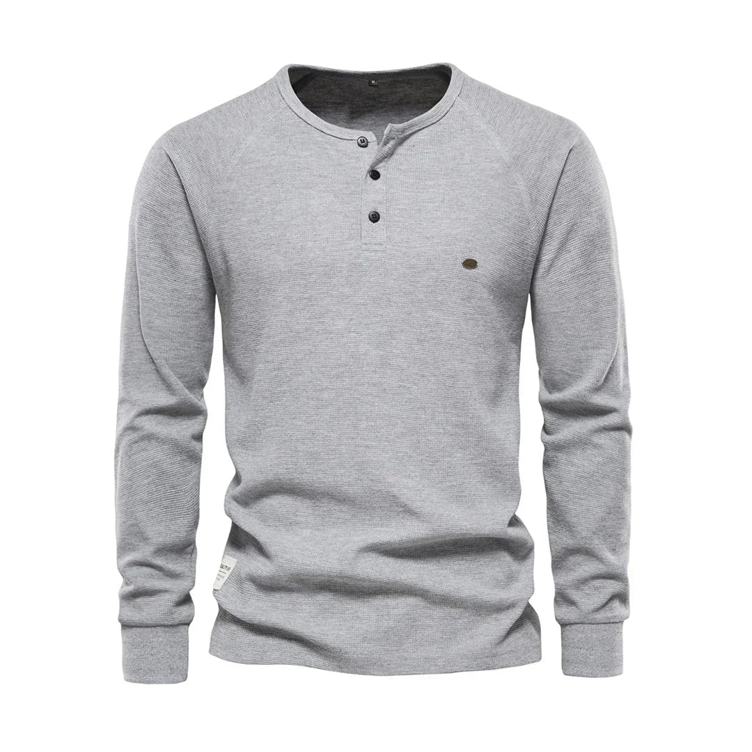 Herren Henley Shirt Lange Ärmel Knöpfe Casual Streetwear Basic-Velnorah