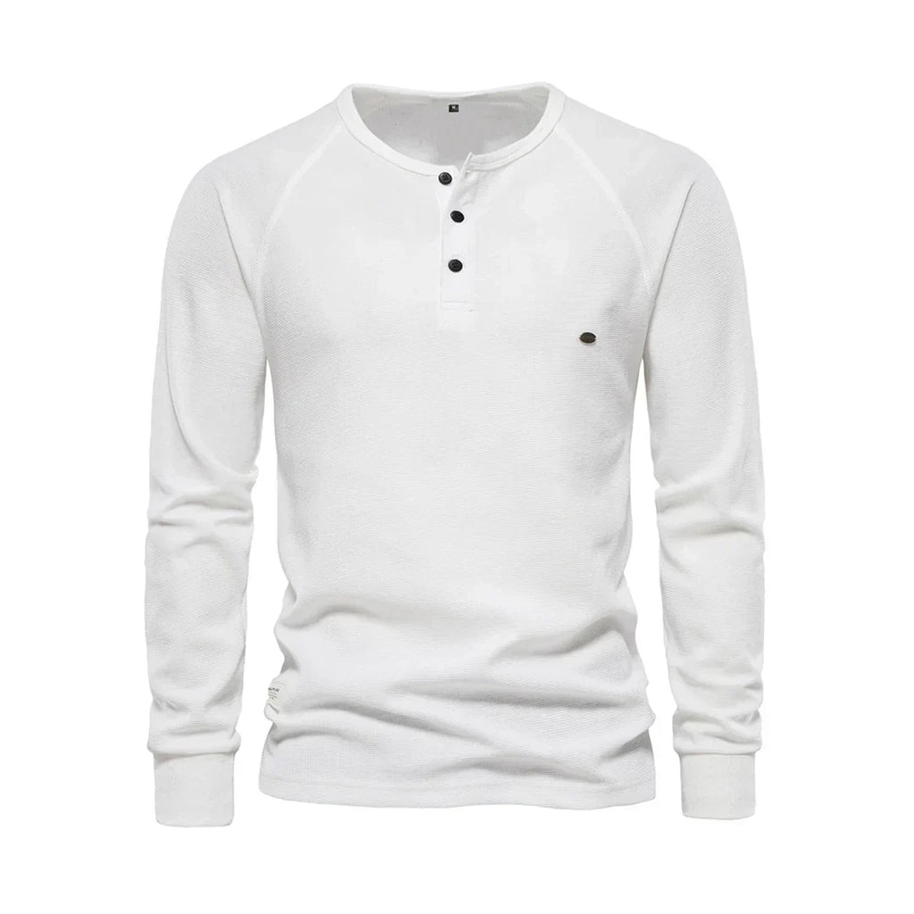 Herren Henley Shirt Lange Ärmel Knöpfe Casual Streetwear Basic-Velnorah