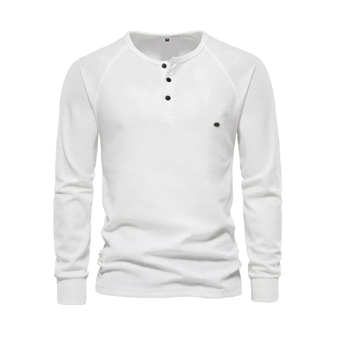 Herren Henley Shirt Lange Ärmel Knöpfe Casual Streetwear Basic-Velnorah