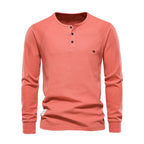 Herren Henley Shirt Lange Ärmel Knöpfe Casual Streetwear Basic-Velnorah