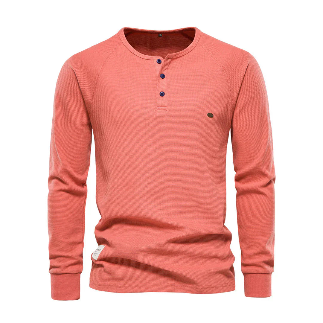 Herren Henley Shirt Lange Ärmel Knöpfe Casual Streetwear Basic-Velnorah