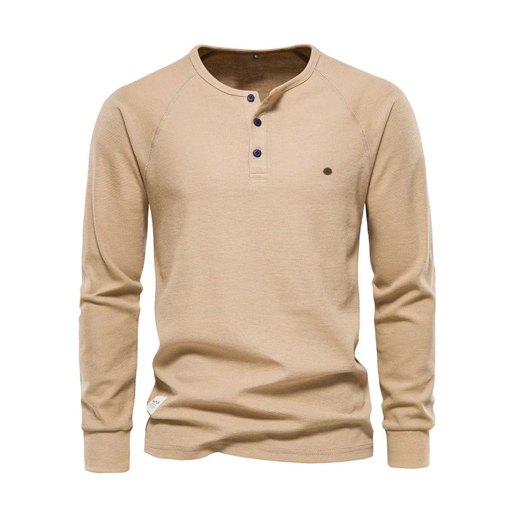 Herren Henley Shirt Lange Ärmel Knöpfe Casual Streetwear Basic-Velnorah