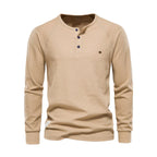 Herren Henley Shirt Lange Ärmel Knöpfe Casual Streetwear Basic-Velnorah