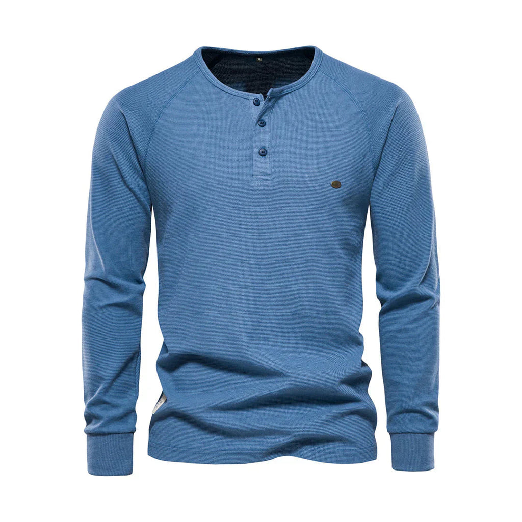 Herren Henley Shirt Lange Ärmel Knöpfe Casual Streetwear Basic-Velnorah