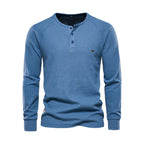 Herren Henley Shirt Lange Ärmel Knöpfe Casual Streetwear Basic-Velnorah