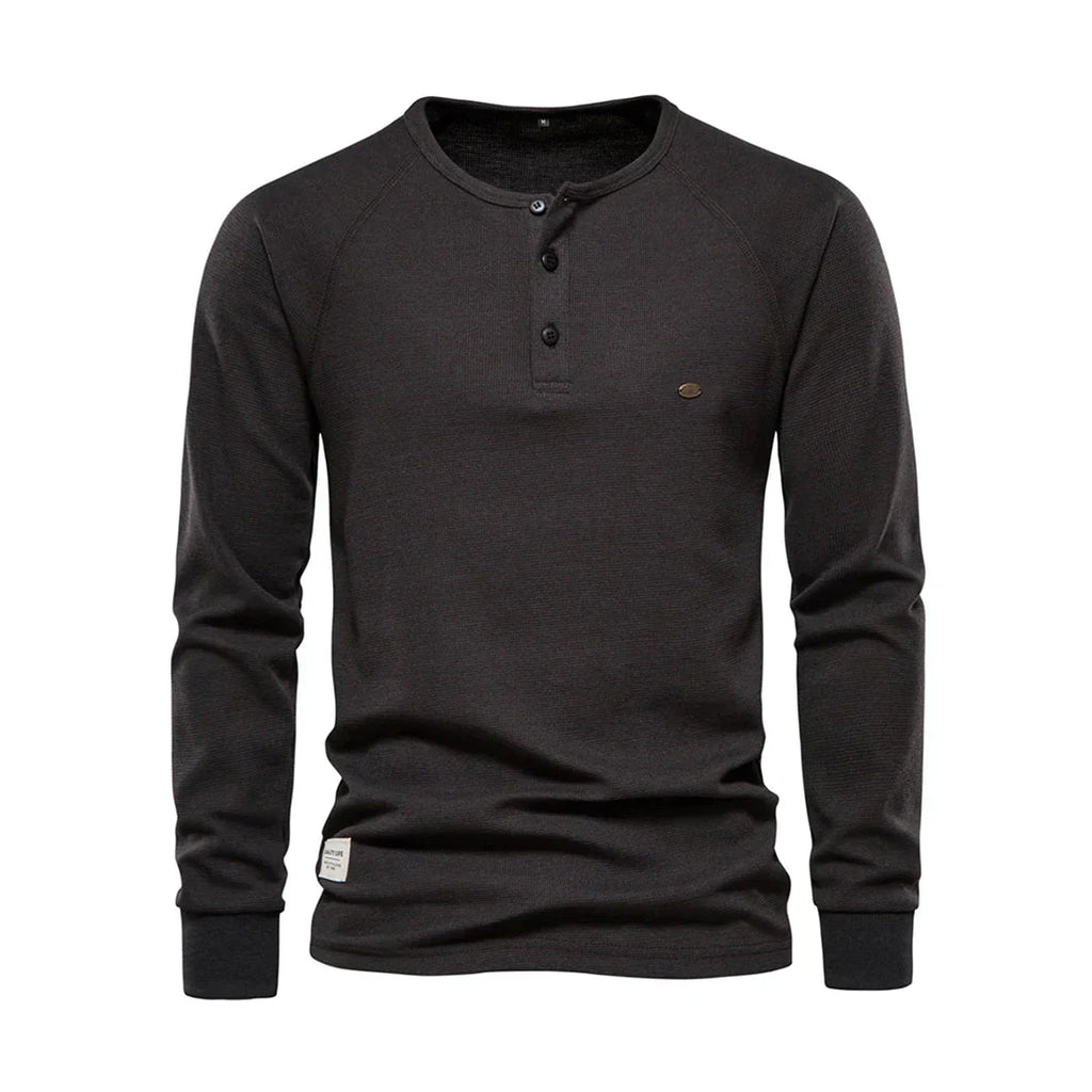 Herren Henley Shirt Lange Ärmel Knöpfe Casual Streetwear Basic-Velnorah