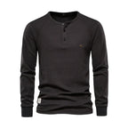 Herren Henley Shirt Lange Ärmel Knöpfe Casual Streetwear Basic-Velnorah