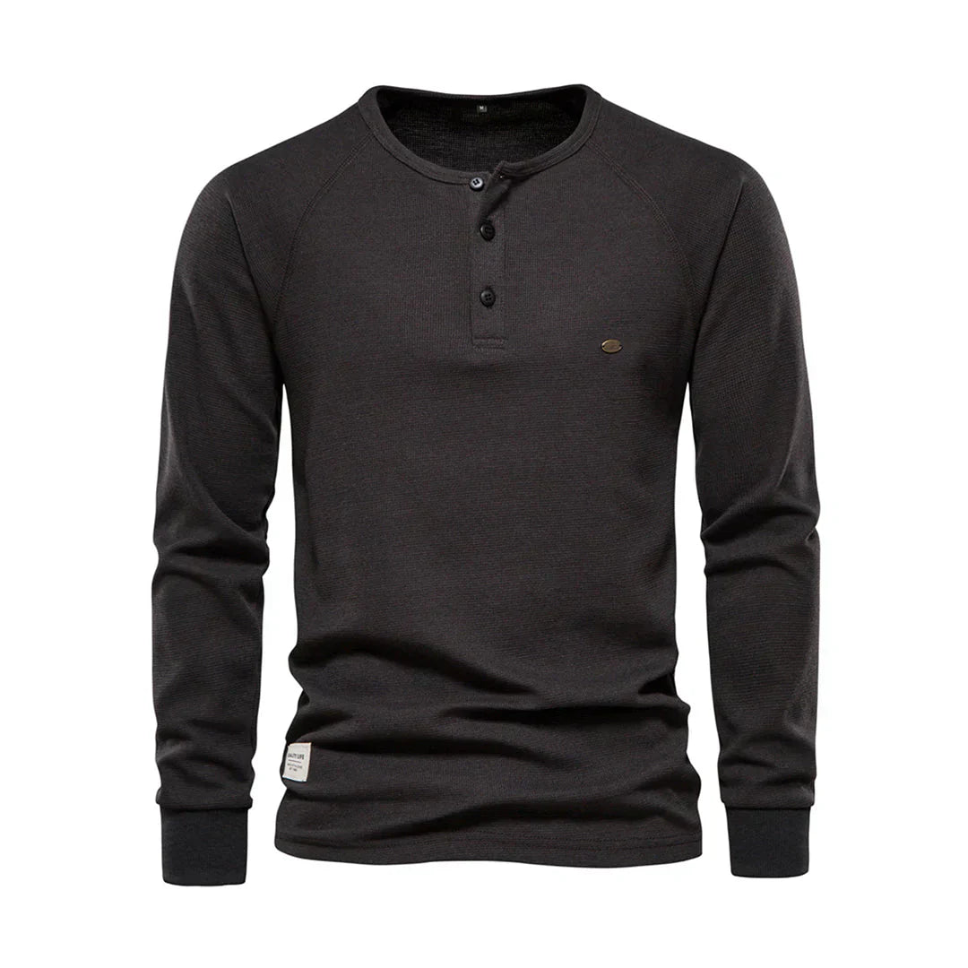 Herren Henley Shirt Lange Ärmel Knöpfe Casual Streetwear Basic-Velnorah