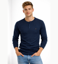 Herren Henley Shirt Lange Ärmel Knöpfe Casual Streetwear Basic-Velnorah