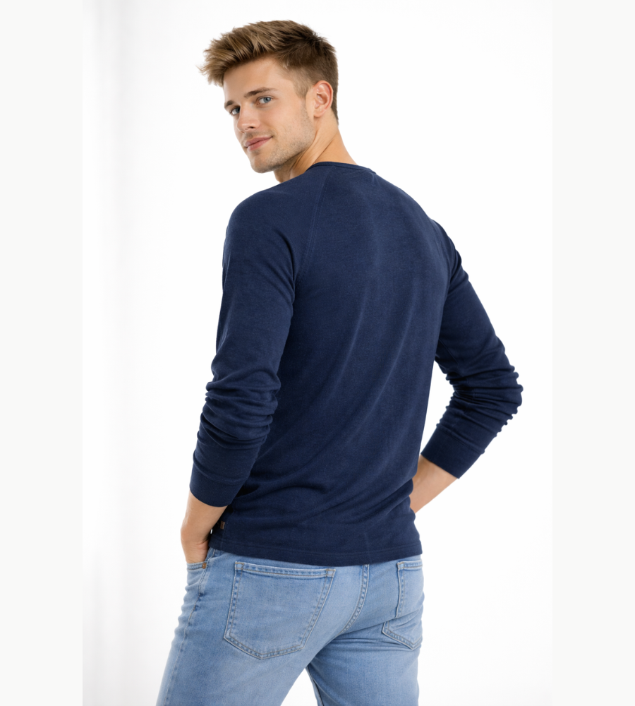 Herren Henley Shirt Lange Ärmel Knöpfe Casual Streetwear Basic-Velnorah