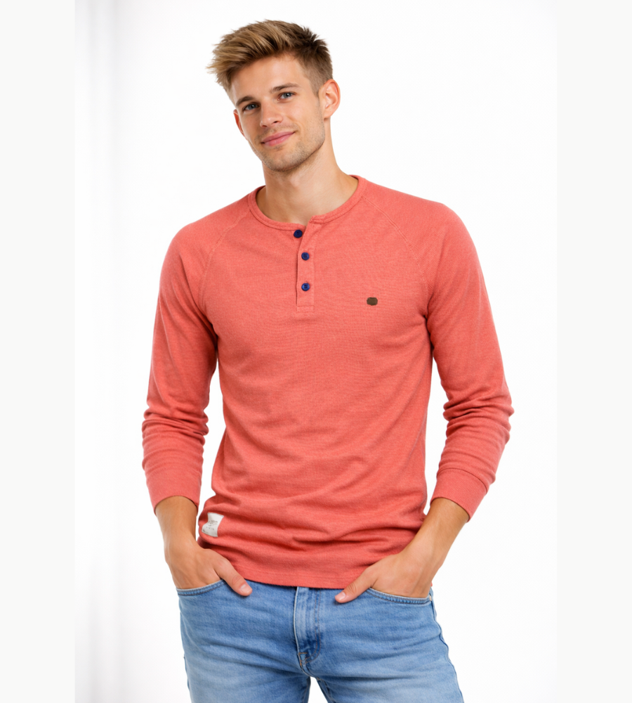 Herren Henley Shirt Lange Ärmel Knöpfe Casual Streetwear Basic-Velnorah