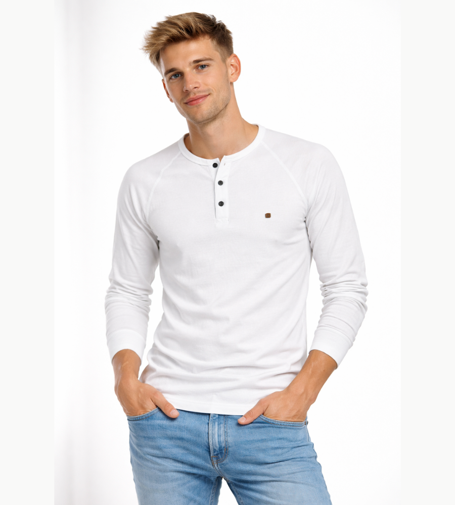 Herren Henley Shirt Lange Ärmel Knöpfe Casual Streetwear Basic-Velnorah