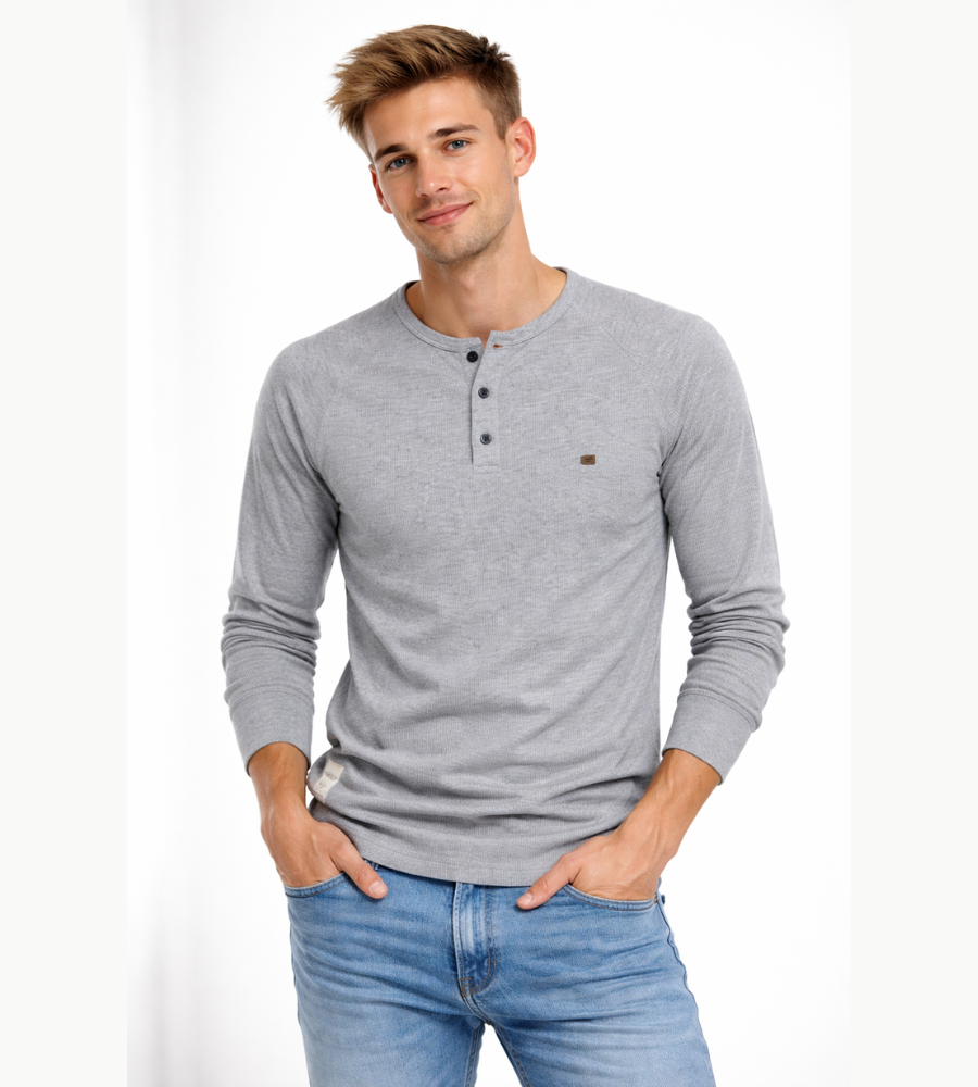 Herren Henley Shirt Lange Ärmel Knöpfe Casual Streetwear Basic-Velnorah