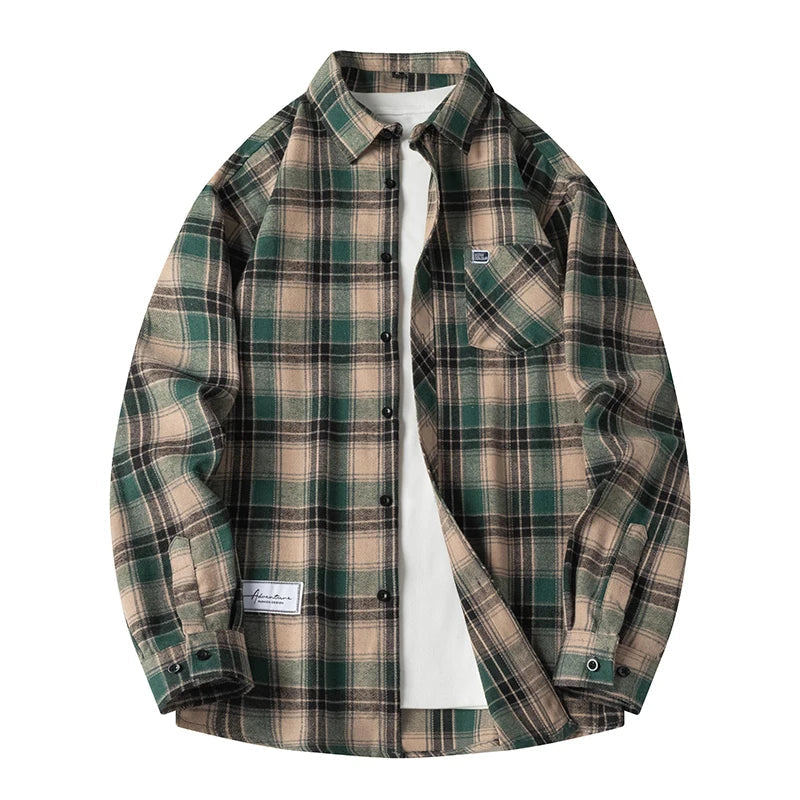 Herren Karierte Overshirt Knopfverschluss Casual Sommer-Velnorah
