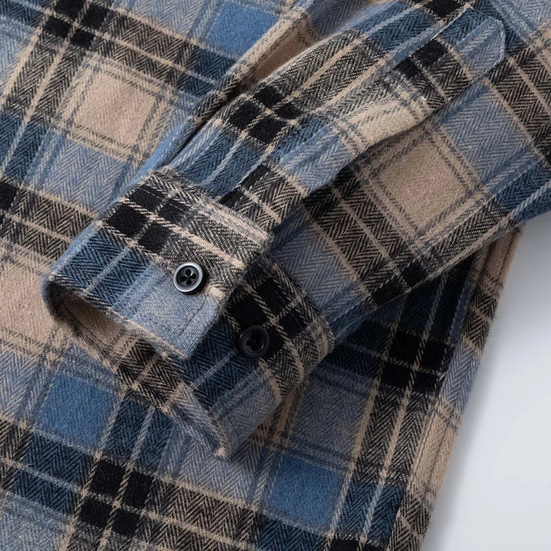 Herren Karierte Overshirt Knopfverschluss Casual Sommer-Velnorah