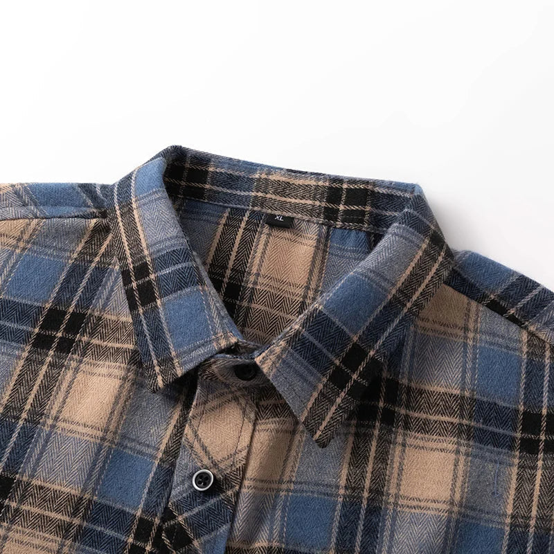 Herren Karierte Overshirt Knopfverschluss Casual Sommer-Velnorah