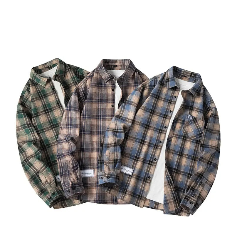 Herren Karierte Overshirt Knopfverschluss Casual Sommer-Velnorah