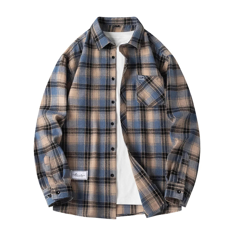 Herren Karierte Overshirt Knopfverschluss Casual Sommer-Velnorah