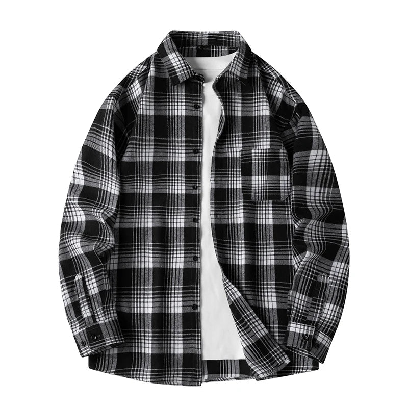 Herren Karierte Overshirt Knopfverschluss Casual Sommer-Velnorah