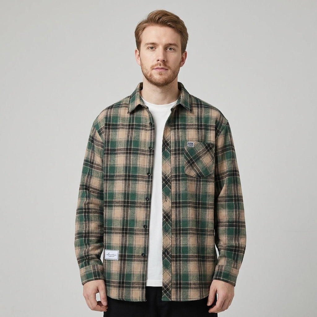 Herren Karierte Overshirt Knopfverschluss Casual Sommer-Velnorah