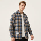 Herren Karierte Overshirt Knopfverschluss Casual Sommer-Velnorah