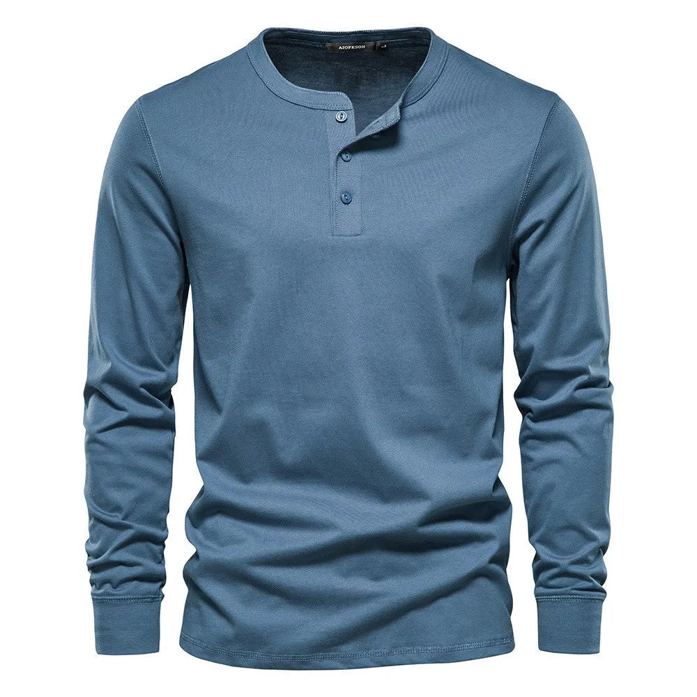 Herren Langarmshirt mit Knöpfen Casual Bequeme Passform-Velnorah