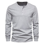 Herren Langarmshirt mit Knöpfen Casual Bequeme Passform-Velnorah