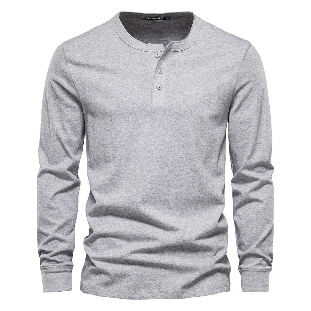 Herren Langarmshirt mit Knöpfen Casual Bequeme Passform-Velnorah