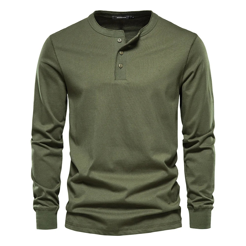 Herren Langarmshirt mit Knöpfen Casual Bequeme Passform-Velnorah