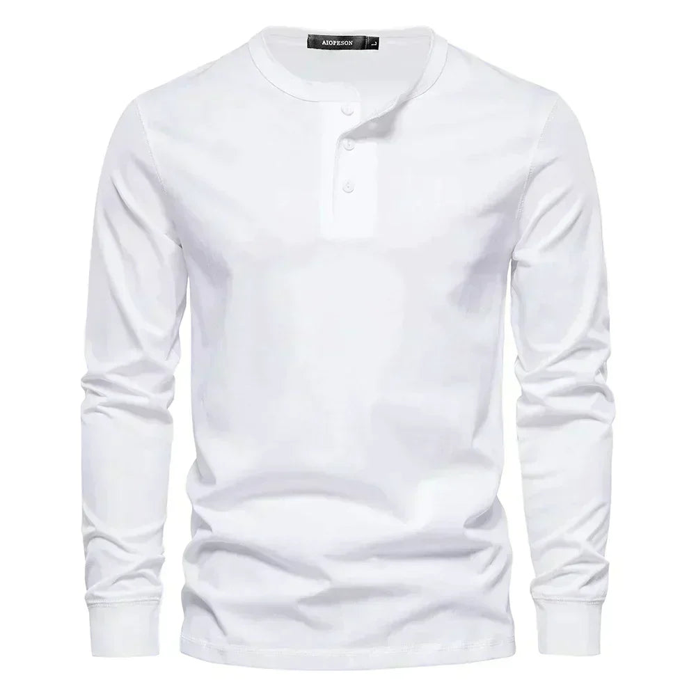 Herren Langarmshirt mit Knöpfen Casual Bequeme Passform-Velnorah