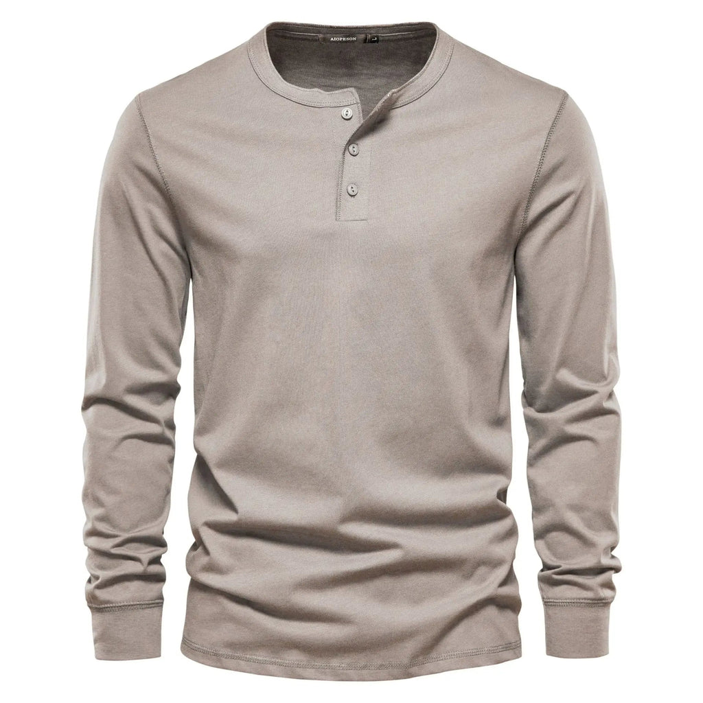 Herren Langarmshirt mit Knöpfen Casual Bequeme Passform-Velnorah