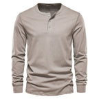 Herren Langarmshirt mit Knöpfen Casual Bequeme Passform-Velnorah