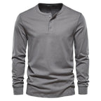 Herren Langarmshirt mit Knöpfen Casual Bequeme Passform-Velnorah